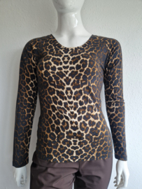 Juffrouw Jansen top. Maat XL. Bruin/dierenprint.