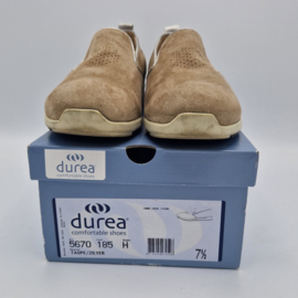 Durea loafers. Maat 7,5/ Wijdte H. Taupe/zilver..