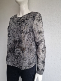 La Ligna blouse top. Maat 36. Grijs/bloemenprint.