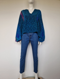 Sissel Edelbo blouse. Maat S. Blauw/print/zijde.