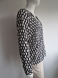 Rock Cardona  blouse top. Maat 46, Zwart/crème/print.