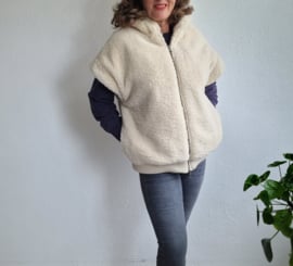 10DAYS teddyvest met capuchon | Maat XL | Ecru |