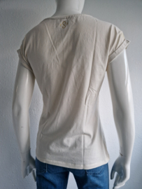 Summum shirt met print. Maat S. Crème/goud.