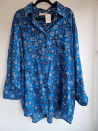 Marni x Uniqlo blouse. Maat XXL. Blauw/bloemenprint.
