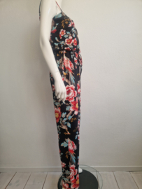 King Louie jumpsuit. Maat M. Zwart/bloemenprint.