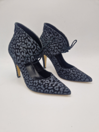 Mille Grazie luipaard print pumps. Maat 42, Zwart/grijs.