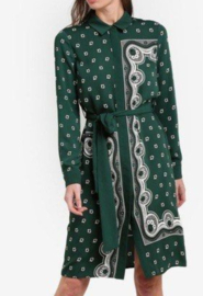 Warehouse Bandana blousejurk. Maat 12, Groen/print.