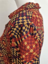 King Louie Maisie blouse Zesty. Maat 40, Roestbruin/ print.
