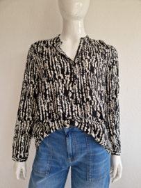 Yest tuniek/blouse Ann. Maat 44, Crème/zwart.