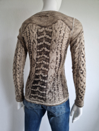 Jean Paul Gaultier top. Maat L. All over print/wol