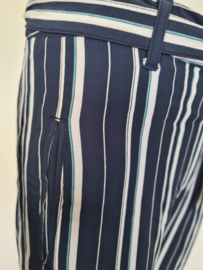 Expresso cropped pantalon. Mt. 38, Blauw/wit gestreept.