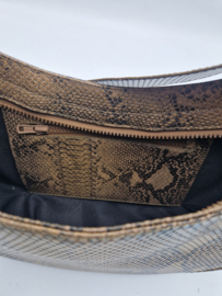 Hvisk 'Moon Shell' schoudertas. Vegan leer/slangenprint.