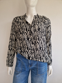 Yest tuniek/blouse Ann. Maat 44, Crème/zwart.