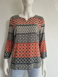 Kyra & Ko blouse top Kaja. Maat 38/40. Oranje/grijs/print.