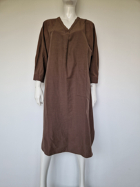 Humanoid linnen jurk. Maat S/M. Bruin