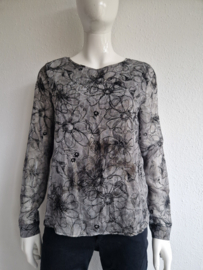 La Ligna blouse top. Maat 36. Grijs/bloemenprint.