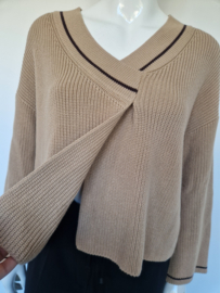 RIANI gebreide katoenen trui. Maat 36. Camel/beige