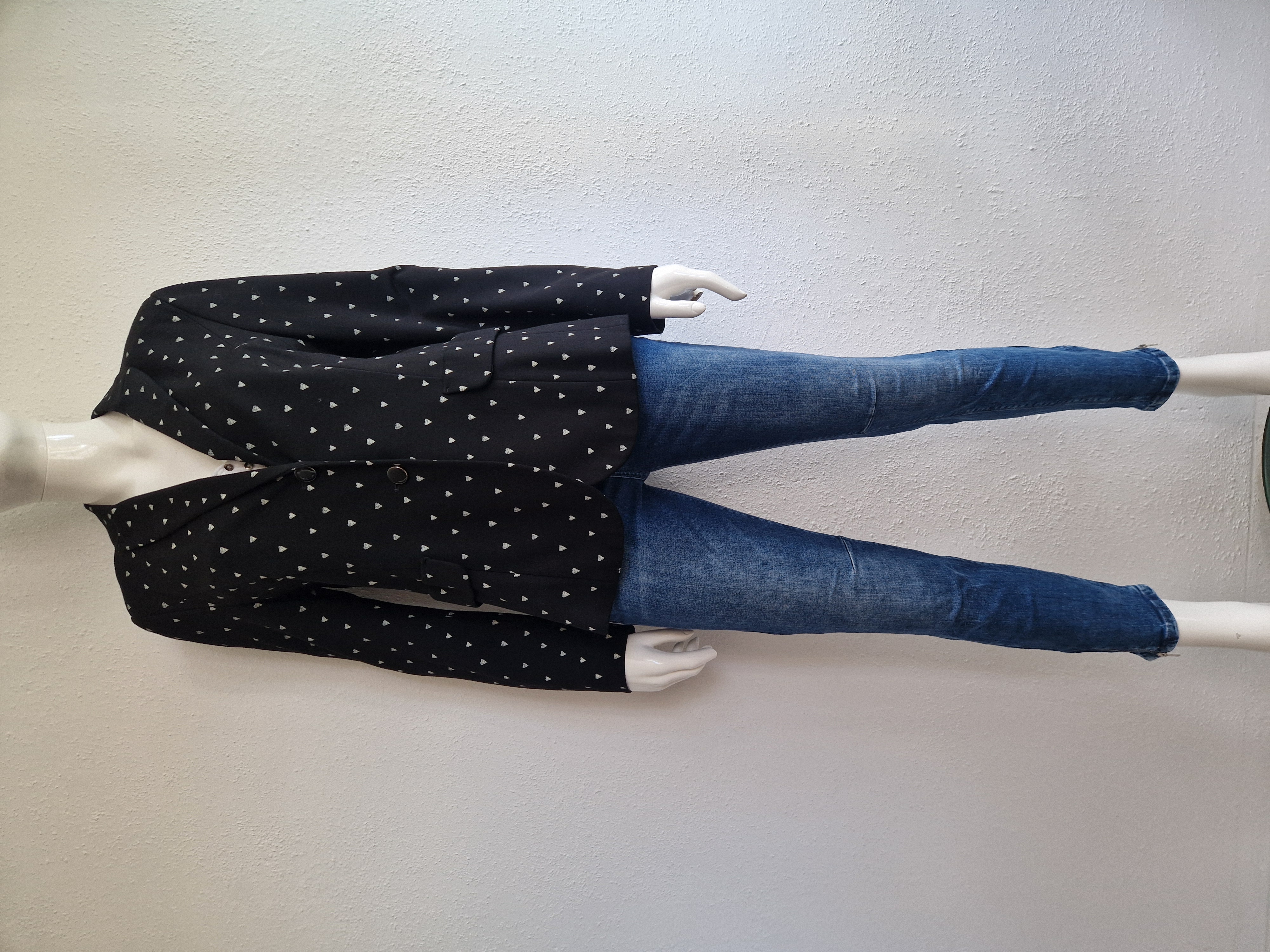 Marc Cain blazer. Maat 6, Zwart/hartjesprint.