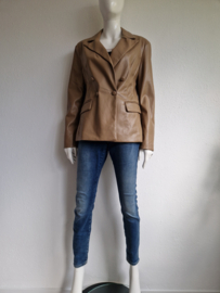 Via Fillungo double breasted blazer. Maat 42, Karamel/imitatieleer.