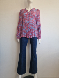 Fabienne Chapot blouse Hollie. Maat 40, Blauw/roze/print.