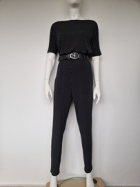 Vanilia jumpsuit. Maat 38, Zwart/ecru/stippenprint