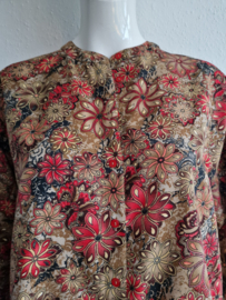 Geisha blouse. Maat 40, Rood/bruin/print.