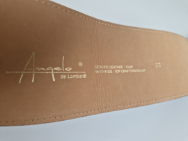 Angelo de Lombardi tailleceintuur. 85 cm. Zwart/lakleer