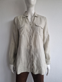 Cross Point blouse. IT. maat 48. Sand/linnen.