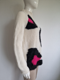 Marc Cain trui met turtleneck. Maat 4, Crème/roze/wolmix.