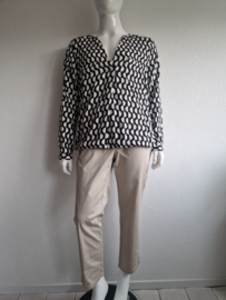 Rock Cardona  blouse top. Maat 46, Zwart/crème/print.