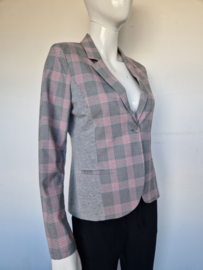 Kaffe blazer. Mt. 38, Roze/grijs/geruit.