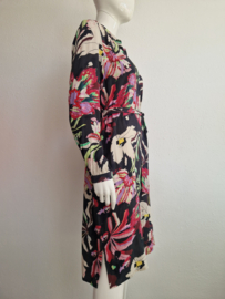 Pom jurk Kea Flower. Maat 40, Antracies/bloemenprint.