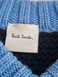 Paul Smidt trui met V-hals. Maat M. Bruin/zwart/wol.