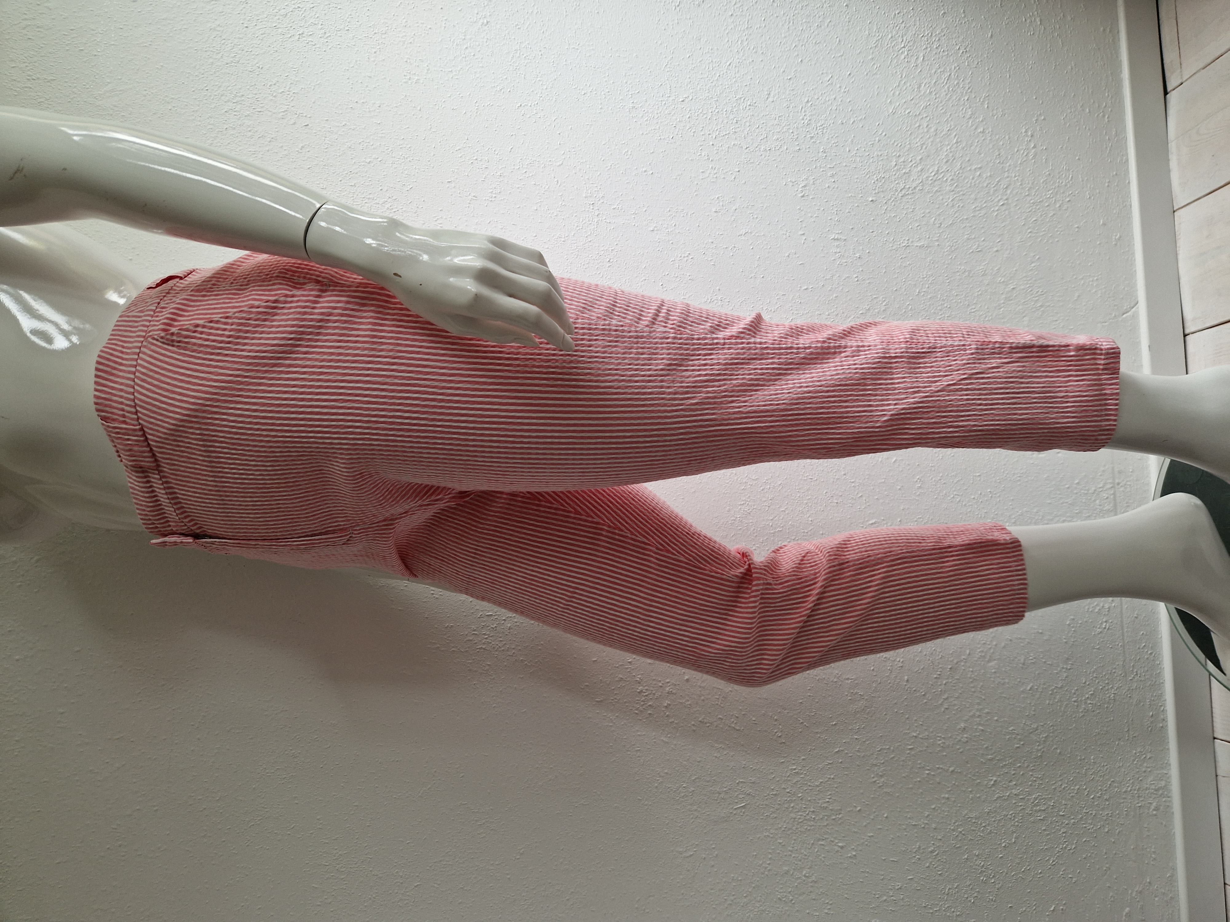Brax pantalon. Maat 42, Roze/wit gestreept.