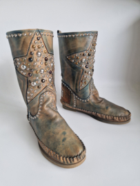 Karma of Charme leren laarzen | Maat 38 | Groen/studs |