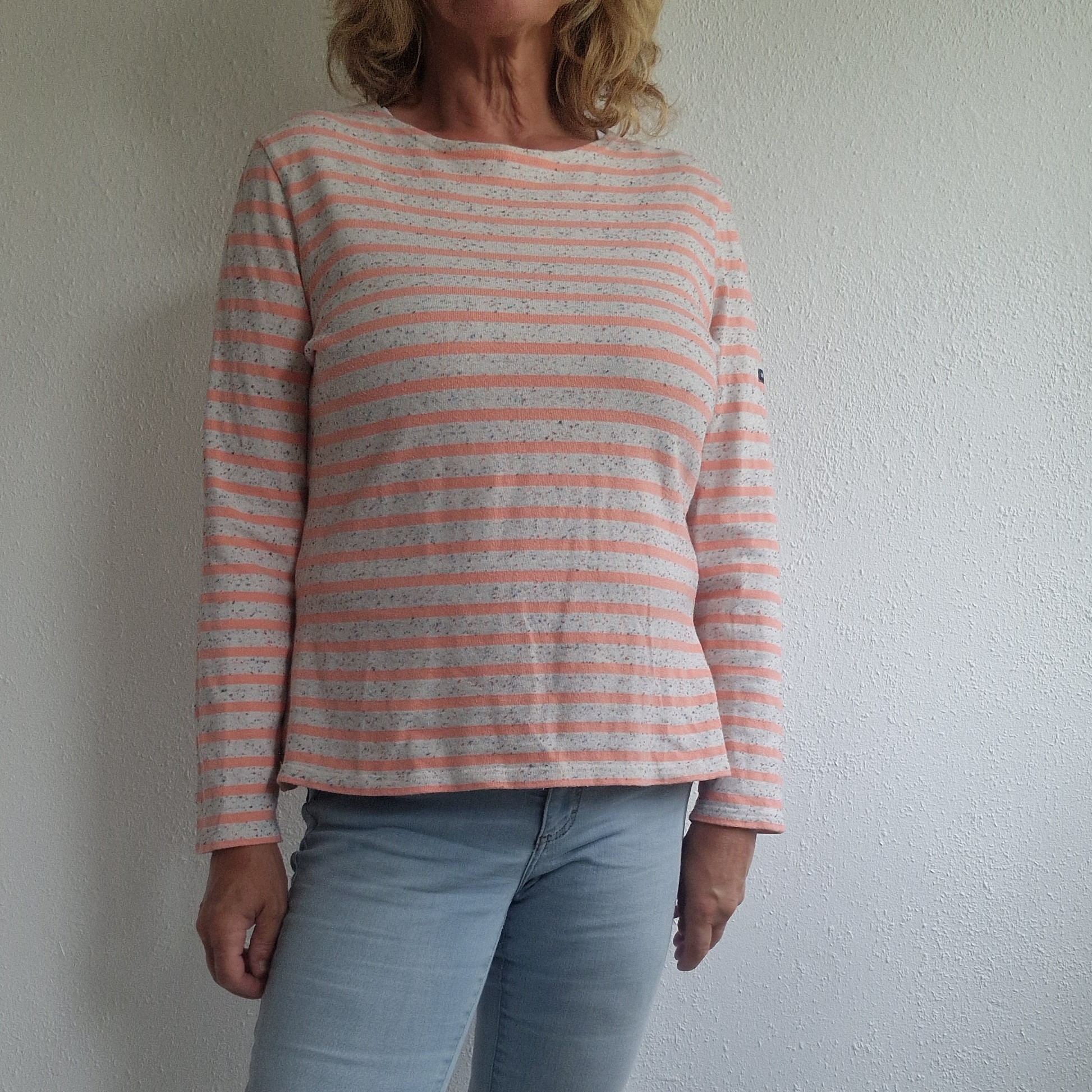 Saint James Bretons shirt. Maat 40, Zalm/crème.