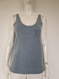 Humanoid luxe alpaca/merino top. Maat S. Blauw gemêleerd.