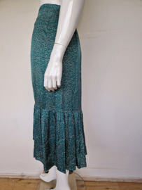 Esqualo ruffles rok. Mt. 40, Groen/print.