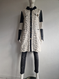 Elisa Cavaletti mantel. Maat XL. Creme/zwart