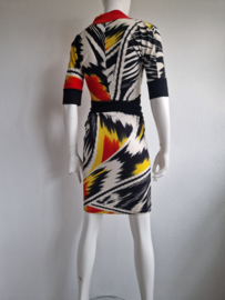 Marc Cain jurk. Maat 2, Rood/geel/zwart.