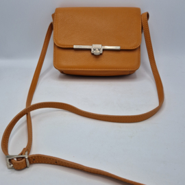 Bijenkorf crossbody tasje. Oranje/leer.