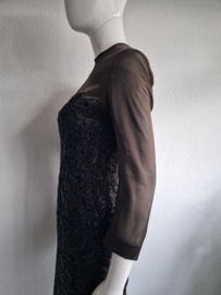 Peter Rommers couture jurk. Maat 36, Zwart/Italiaans kant.