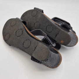 Ca'shott sandalen met sleehak. Mt. 40, Zwart/leer.