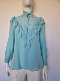 Boutique Moschino ruffle blouse. Maat 36, Aqua.