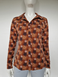 4Funky Flavours blouse. Mt. L. Bruin/bloemenprint.