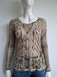 Jean Paul Gaultier top. Maat L. All over print/wol