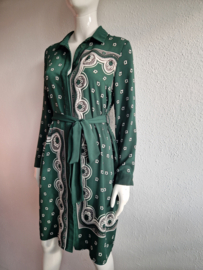 Warehouse Bandana blousejurk. Maat 12, Groen/print.