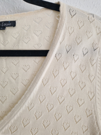 King Louie ajourgebreid vestje. Maat L. Crème