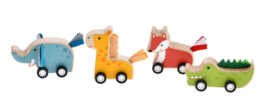 H 071 ( wooden animals pull back ) ----- 8 pcs in display