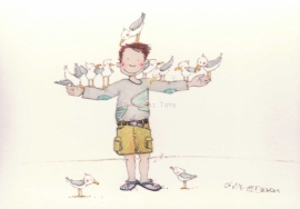 KK ( postcard boy with dove )